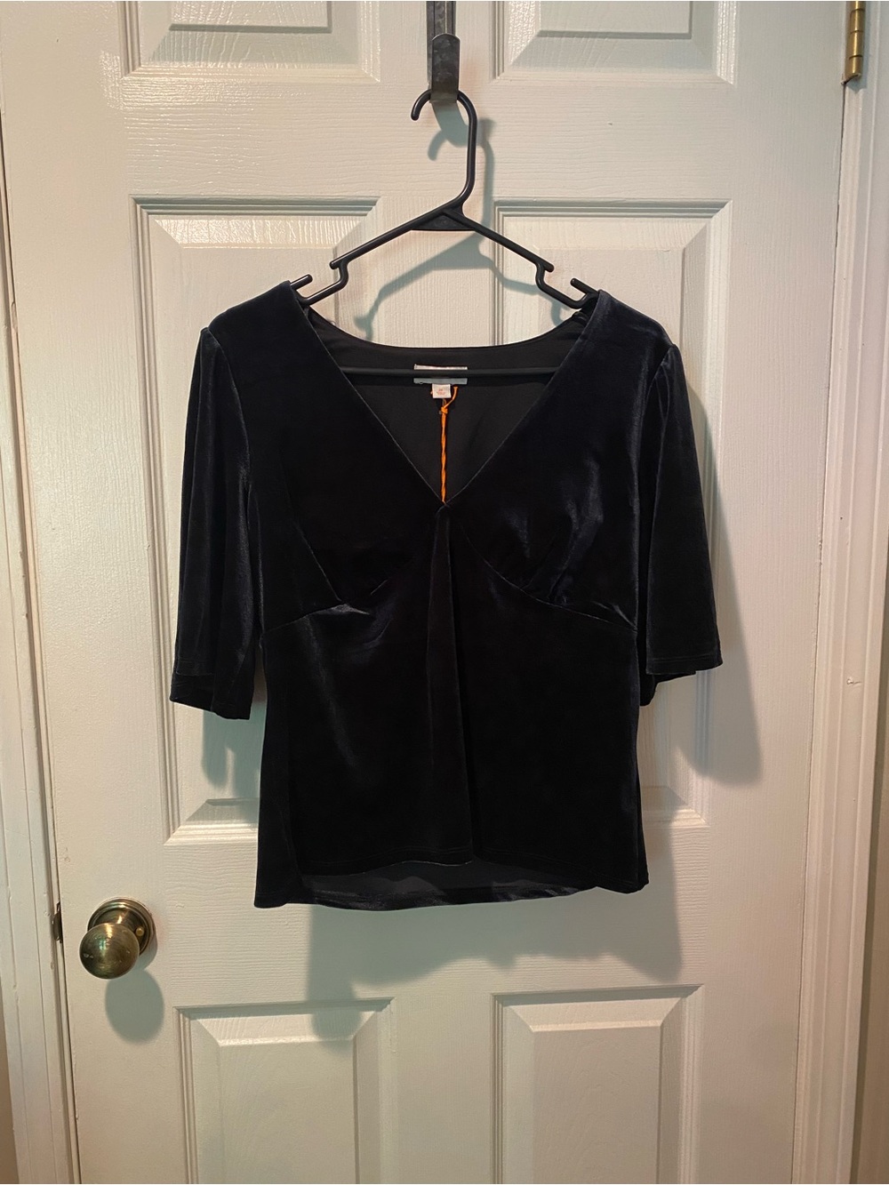 Black Velvet V-Neck Women's Top